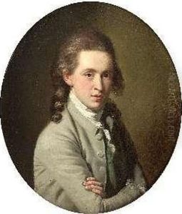 Half Length Portrait Of A Young Man With Arms Folded In A Greyjacket by Henri Pierre Danloux