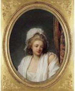 Une Jeune Femme Tirant Un Rideau
