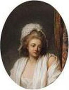 Portrait Of A Woman, Half-length, Wearing A White Muslin Gown by Henri Pierre Danloux