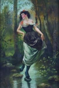 Maiden Crossing A Creekbed by William Turner Dannat