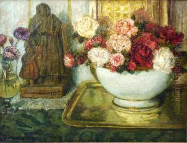 Coupe De Roses Et Sculpture - view 1