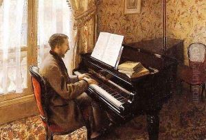 Young Man Playing The Piano by Gustave Caillebotte