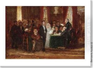 'un Mariage Civil' Etude A L'huile Sur Toile. 'un Mariage Civil' Etude A L'huile Sur Toile.