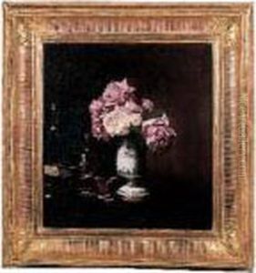 Bouquet De Roses Dans Un Vase En Faience by Edouard Dantan