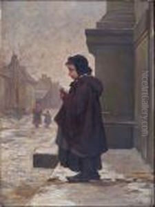A Study Of A Girl With Prayer Book On Church Steps