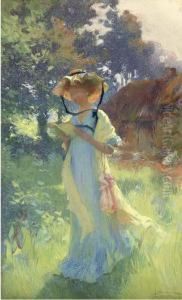 A Read In The Garden by Henri-Gaston Darien