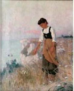 Jeune Femme Sur La Falaise by Henri-Gaston Darien