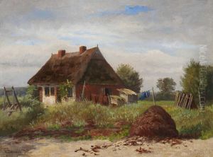 Bauernhaus In Sommerlicher Wiesenlandschaft. by Hugo Darnaut