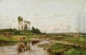 Fluslandschaft Mit Rinderherde by Hugo Darnaut