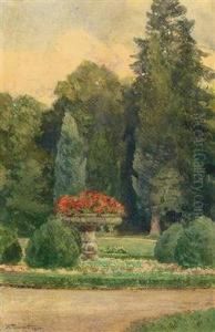 Blumenschale In Einem Park by Hugo Darnaut