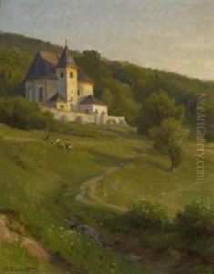 Baumlandschaft Mit Kirche.