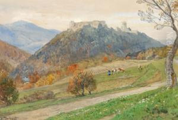 Herbstweide Vor Der Ruine Merkenstein - view 1