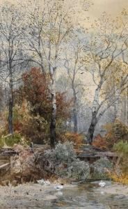 Waldbach Mit Enten by Hugo Darnaut