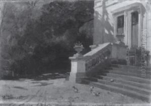 Blick Auf Die Freitreppe Eines Schlosses by Hugo Darnaut