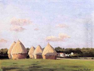 Harvest Landscape With Five Haystacks by Gustave Caillebotte