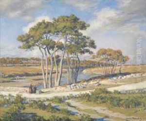 Deux Bretonnes Pres D'un Aven by Andre Dauchez