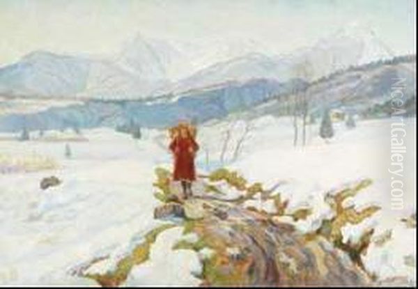 Young Girl On A Snow Covered Trail - view 1