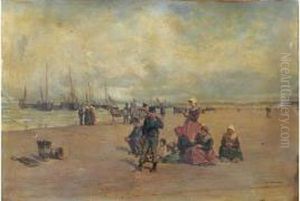 L'attente Sur La Plage by Gustave David