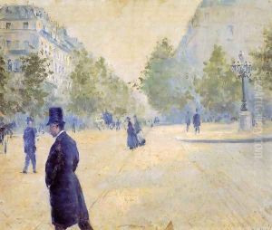 Place Saint Augustin Misty Weather by Gustave Caillebotte