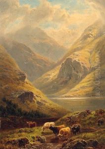 Cattle In A Highland Landscape by William Davies