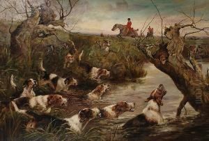 The Hunt, With Hounds Chasing A Fox In The Foreground