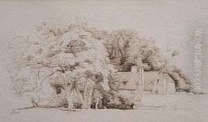 Sketch Of A House At Wimbledon by Edward Thompson Davis