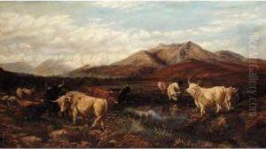 Highland Cattle Watering by Henry William Banks Davis, R.A.