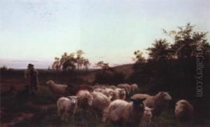 Shepherd With His Flock by Henry William Banks Davis, R.A.