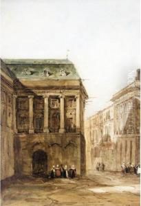 Figures On A Street In Paris by John Scarlett Davis