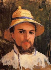 Self Portrait (fragment) Aka Self Portrait Wearing A Summer Hat by Gustave Caillebotte