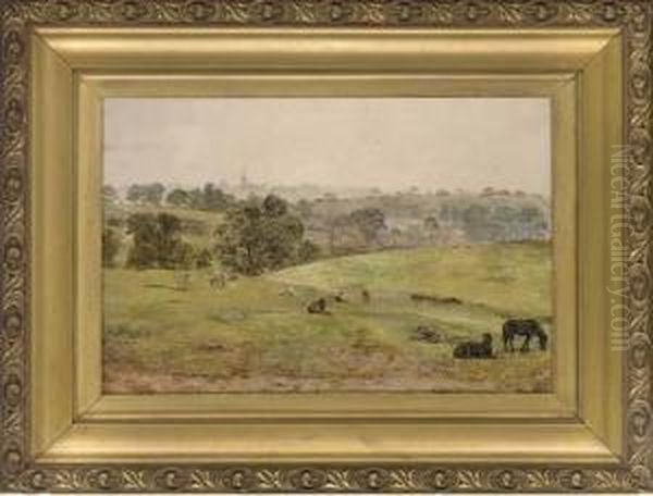 Horses Grazing In A Somerset Landscape - view 1