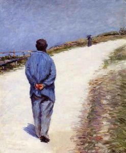 Man in a Smock (or Father Magloire on the Road between Saint-Clair and Etretat) by Gustave Caillebotte