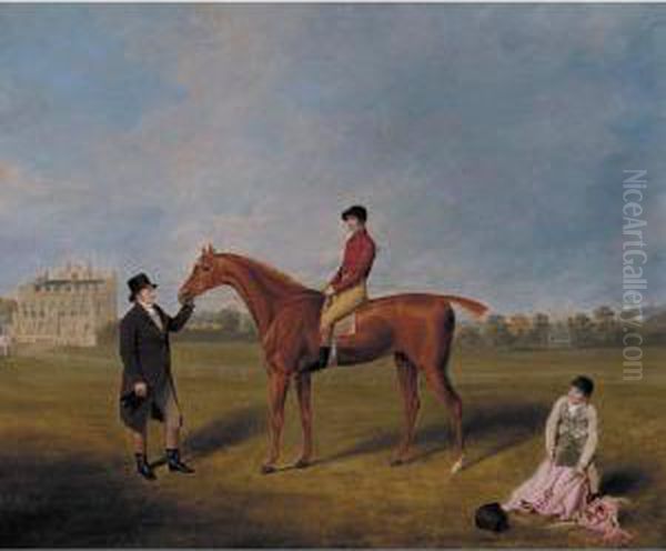 The Marquis Of Queensberry's 
King David With Jockey Up And Held By A Trainer At Newcastle - view 1