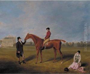The Marquis Of Queensberry's
King David With Jockey Up And Held By A Trainer At Newcastle by William Henry Davis