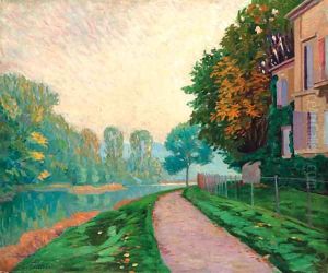 Bord de riviere, effet de brume matinale by Gustave Caillebotte