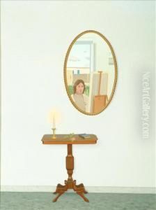 Self Portrait, Mirror Over Table by Philip Dawe