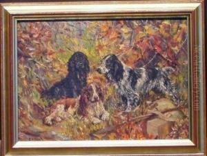 English Cocker Spaniels At Rest In A Wood by Thomas C. S. Benham