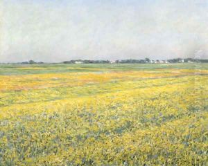 La plaine de Gennevilliers, champs jaunes by Gustave Caillebotte