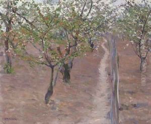 Verger, arbres en fleurs, Petit Gennevilliers by Gustave Caillebotte