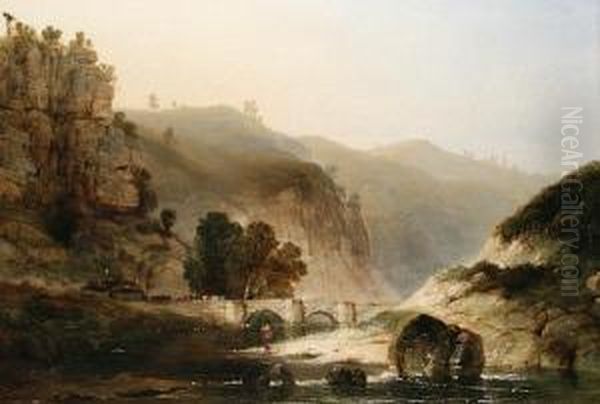A River Landscape With An Angler In Theforeground - view 1