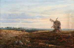 Landscape With Windmill And Figures by Henry Thomas Dawson