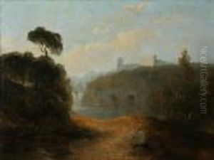 'landscape ...' With A Castle On A Cliff by Henry Thomas Dawson