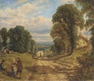 Tinkers In A Wooded Landscape by Henry Thomas Dawson