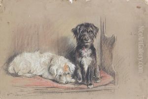 'country Cousins' - Two Wire-hairedterriers by Lucy Dawson