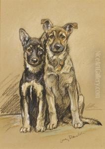 Julie And Sandy, Alsatian Puppies by Lucy Dawson