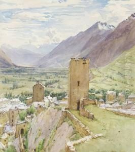 Ruined Alpine Castle by Nelson Ethelred Dawson