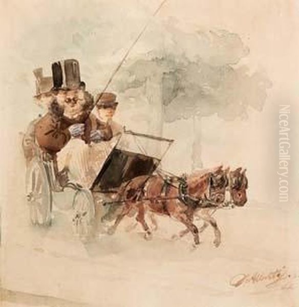 Caricatura (probabilmente
Quintino Sella Sulla Carrozza Italia Vessata Dalle Tasse) - 1862 - view 1