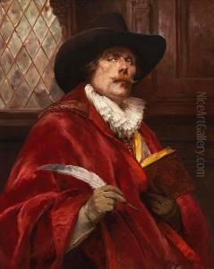 Cavalier Writing In A Book
