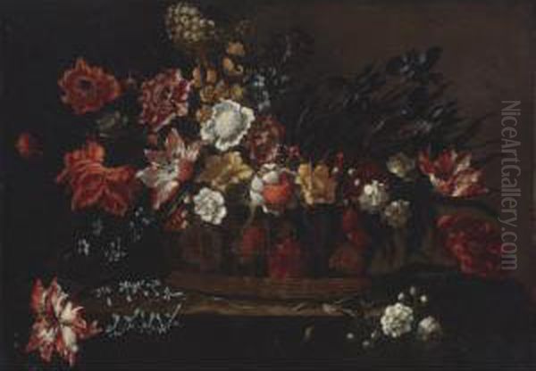 Still Life Of Flowers In A Basket - view 1