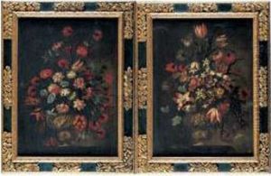 Bouquets De Fleurs Dans Des Vases Ornes by Juan De Arellano